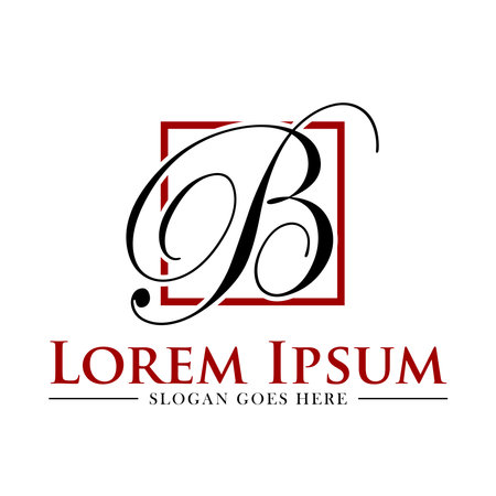 Stylish Black and Red Letter B Signature Logo Design Templateのイラスト素材