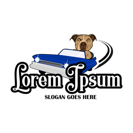 Creative Dog animal on a car sign  design Template Vectorのイラスト素材