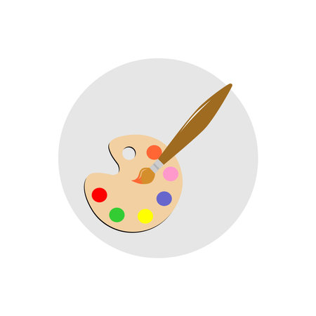 Paint brush with palette vector icon in flat styleのイラスト素材