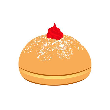 Hanukkah sufganiyot, traditional donuts for jewish holiday of Hanukkah, isolated on white background. Vector illustration.のイラスト素材
