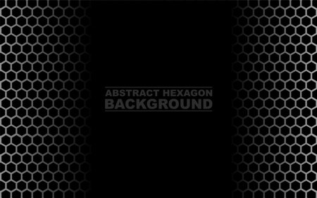 Abstract chrome light hexagon line in black modern luxury futuristic background vector illustration.のイラスト素材