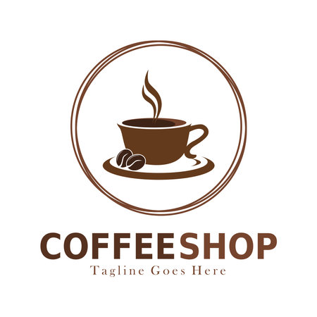 Coffee Shop logo design. Template for Business sign, identity for Restaurant, Cafe, Royalty, Boutique, Heraldic, and other vector illustrationのイラスト素材