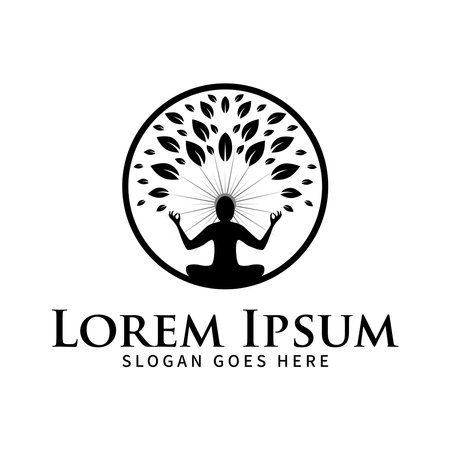 Tree of Life Yoga Logo Design on white backgroundのイラスト素材