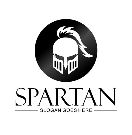 Awesome spartan helmet logo design on white backgroundのイラスト素材
