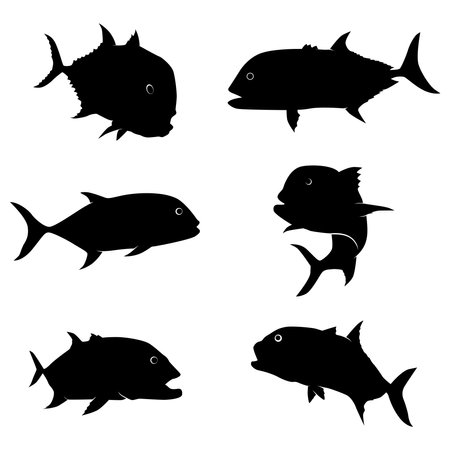 giant trevally silhouette vector on white backgroundのイラスト素材