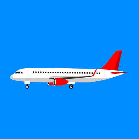 Flat airplane vector illustration on white backgroundのイラスト素材