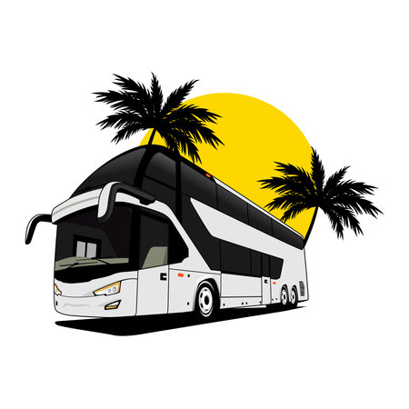 Modern tourism bus logo design on white backgroundのイラスト素材