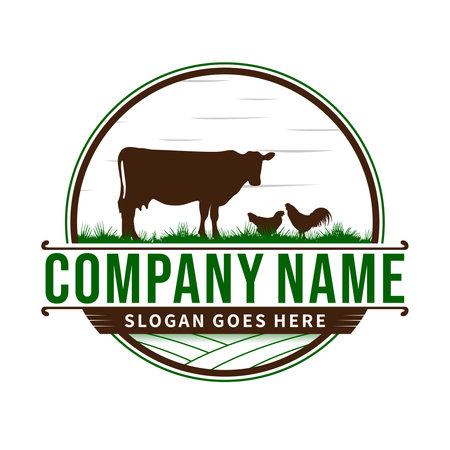 Farm animal sign. Symbol for farm products. Brand for agricultural company and agro business identityのイラスト素材