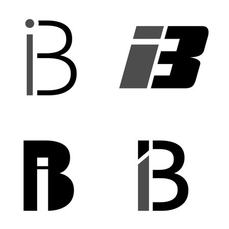 Set of abstract letter IB logo. This logo icon incorporate with abstract shape in the creative way. Vector illustration on white background.のイラスト素材