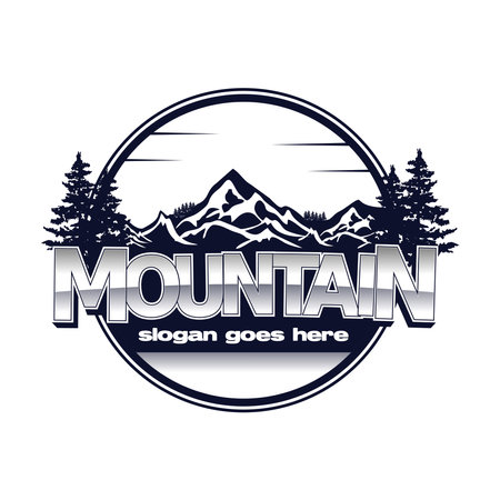 Mountain illustration, outdoor adventure . Vector graphic for t shirt and other uses.のイラスト素材