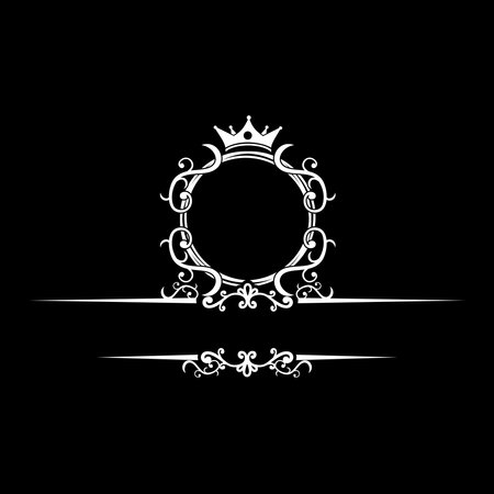 Luxury elegant frame ornament line logo design vector illustration. Good for Royal sign, Restaurant, Boutique, Cafe, Hotel, Heraldic, Jewelry, Fashionのイラスト素材