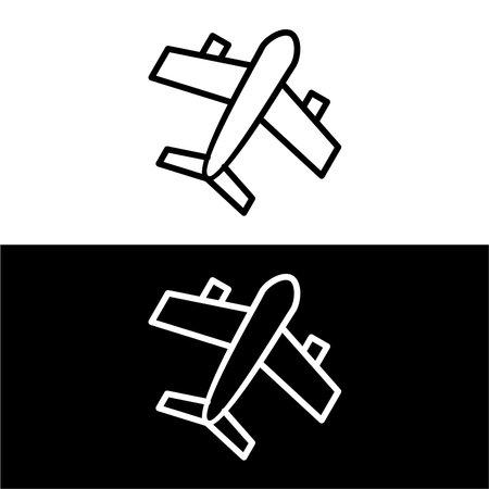 plane line icon on white and black backgroundのイラスト素材
