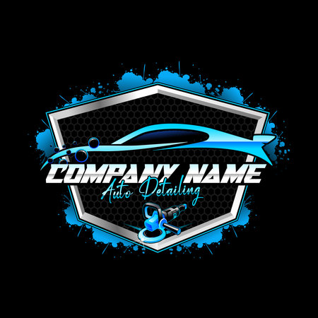 Illustration vector graphic of auto detailing service logo design on black backgroundのイラスト素材