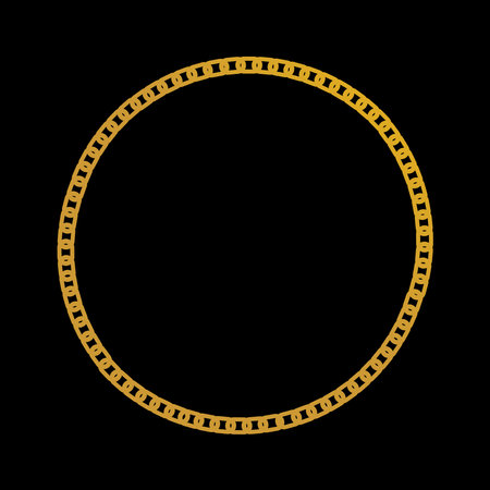 Circle Gold chain necklaces on a dark backgroundのイラスト素材