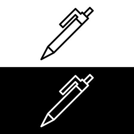 Pen outline vector logo, linear pictogram isolated on white and black, pixel perfect illustratioのイラスト素材