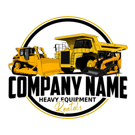 Heavy equipment rentals company logo on white backgroundのイラスト素材