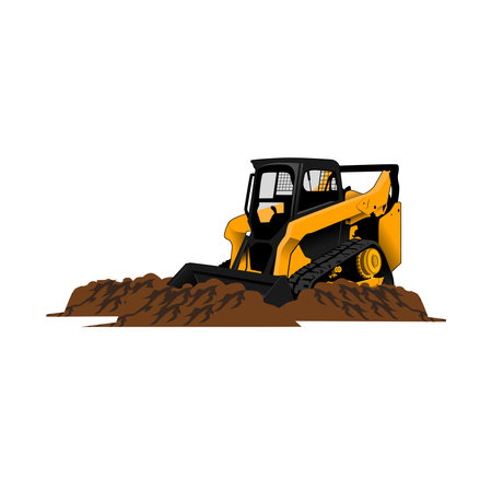 Skid steer heavy equipment illustration on white backgroundのイラスト素材