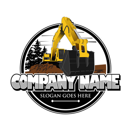 Excavating land clearing constructing logo designのイラスト素材
