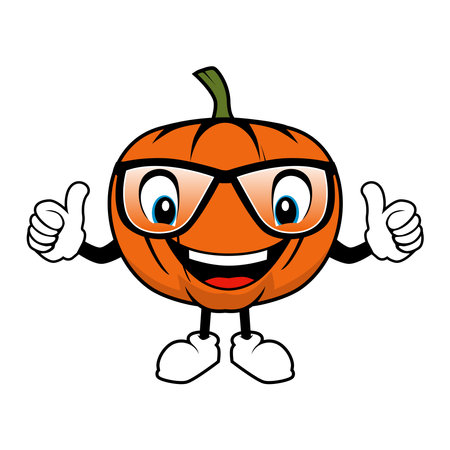 Pumpkin Mascot with glasses Giving Thumbs Upのイラスト素材