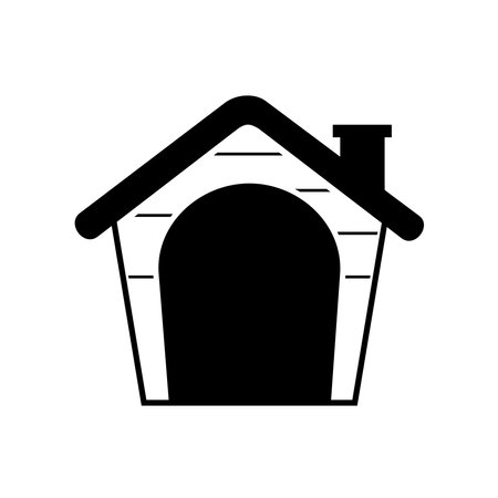 Black and white doghouse on white backgroundのイラスト素材