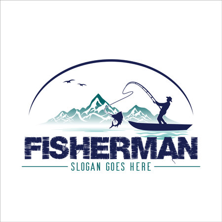 Fisherman logo for the fishing communityのイラスト素材