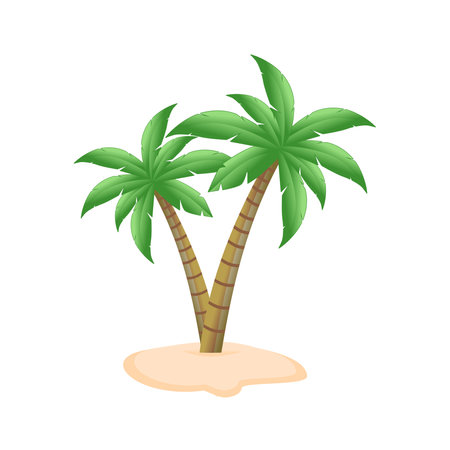 Vector illustration of a coconut palm tree in cartoon styleのイラスト素材