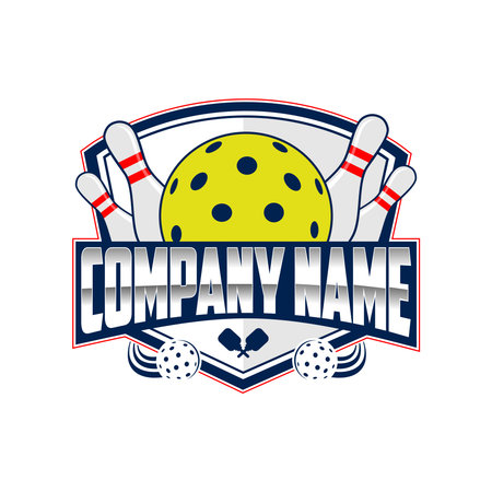 Pickleball and bowling badge logo in modern minimalist styleのイラスト素材