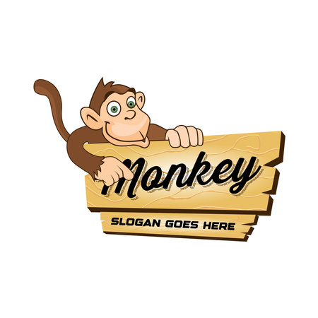 Monkey mascot logo vector. Animal vector illustrationのイラスト素材