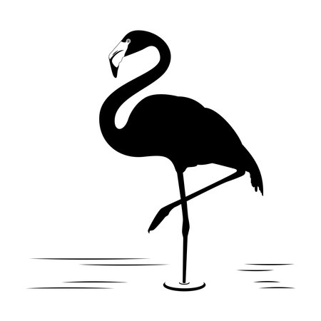Black silhouette flamingo logo vectorのイラスト素材