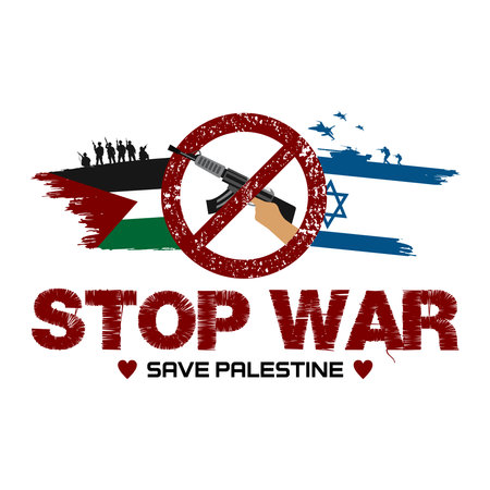 Stop war. Save Palestine. Hand drawn vector illustration. Stop war. Stop the war.のイラスト素材