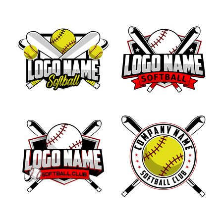 Collection of four colorful Vector Baseball logo and insigniasのイラスト素材