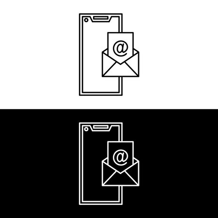 Emails icon. Thin linear emails outline icon isolated on white background from communication collection. Line vector sign, symbol for web and mobileのイラスト素材