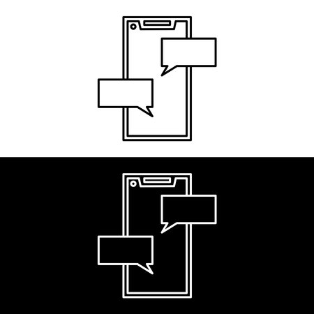 Outline Dialogue Icon isolated on white and black background.のイラスト素材