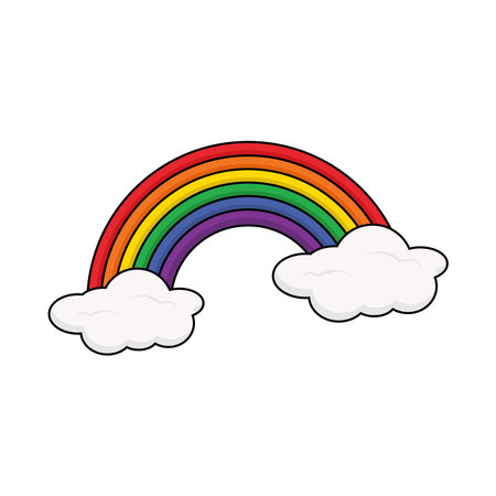 Color Rainbow With Clouds on white backgroundのイラスト素材