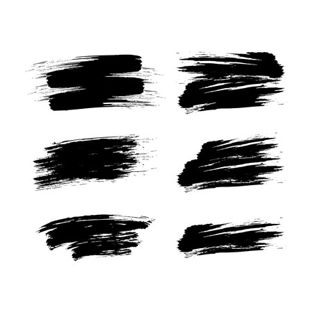 Set of paint brush grunge dark black sketchのイラスト素材