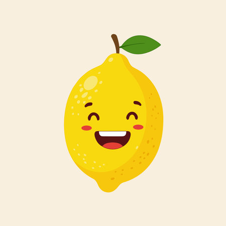 Cartoon illustration of lemon fruit characters on white backgroundのイラスト素材