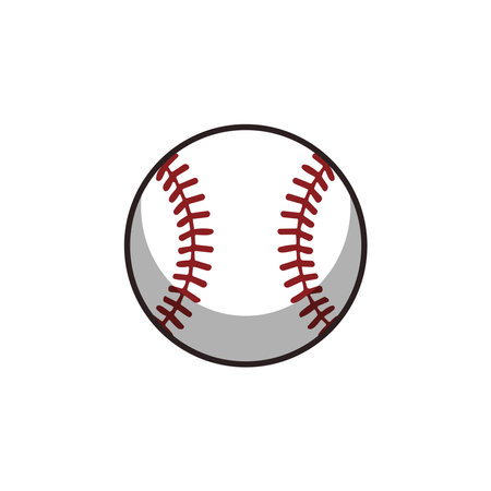 white baseball ball with red stitches. Vector illustration with isolated elementsのイラスト素材