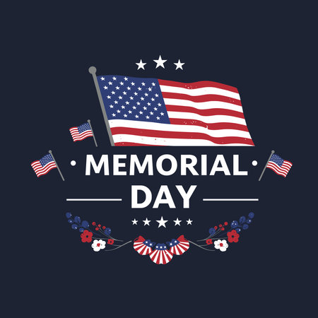 Happy Memorial Day background. National american holiday illustration. Vector Memorial day greeting cardのイラスト素材