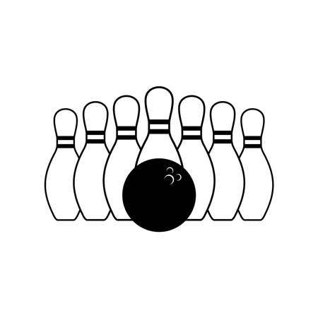 Vector set of bowling. Sport icons set. Bowling game. Bowling ball and pin icon. Simple icon skittles with ball. Bowling club, tournamentsのイラスト素材