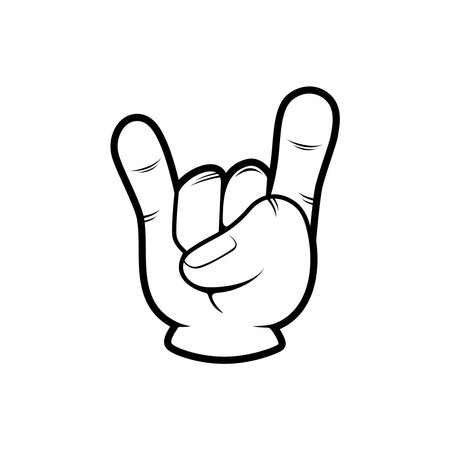 Rock hand sign icon. Horn gesture vector illustration. Cool fingers symbol. Goat palm concept. Rock hand sign isolated conceptのイラスト素材