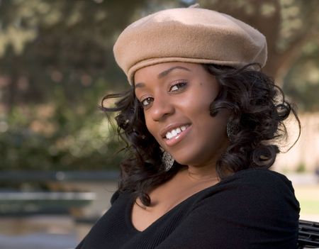 Portrait of Flirty African-American in the parkの写真素材