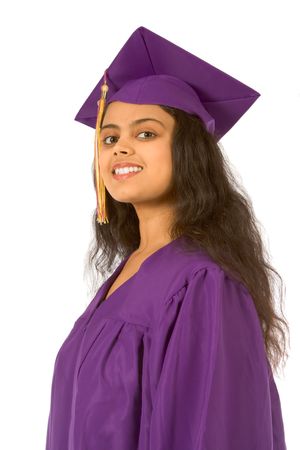 Young female in graduation gown smilingの写真素材