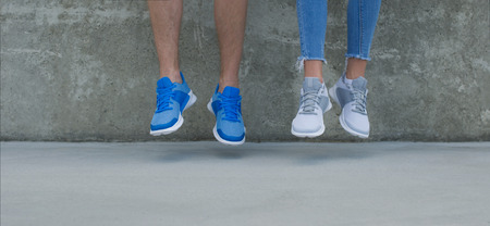 Men's and women's running shoesの写真素材