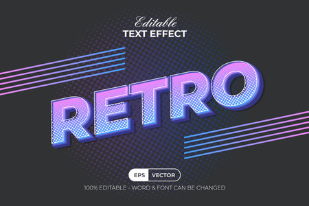 Retro text effect pop art style. Editable text effect.のイラスト素材