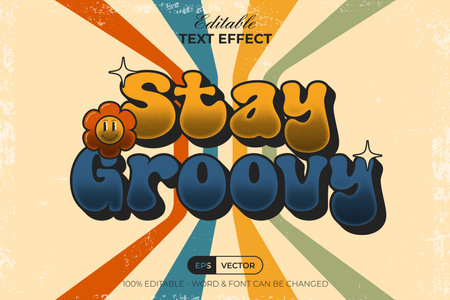 Stay Groovy Text Effect Retro Style. Editable Text Effect.のイラスト素材