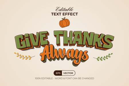 Slogan Text Effect 3D Thanksgiving Theme. Editable Text Effect.のイラスト素材
