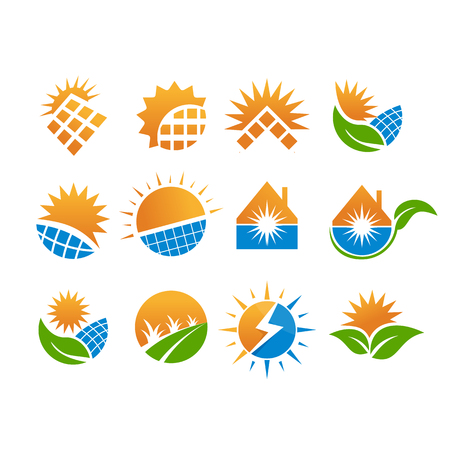 solar logo set design,vector,illustrationのイラスト素材