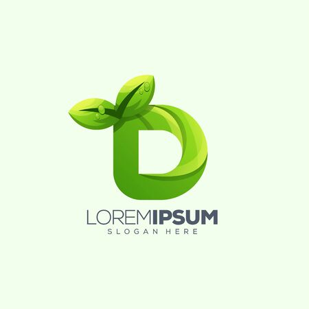 letter d leaf logo design vector illustrationのイラスト素材