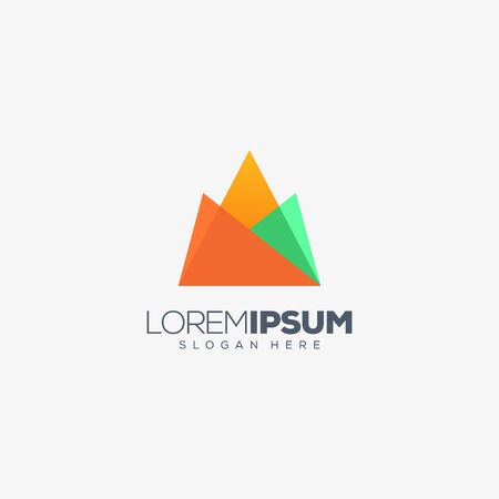 mountain origami logo design vector illustrationのイラスト素材