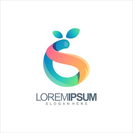 letter g leaf logo design vectorのイラスト素材